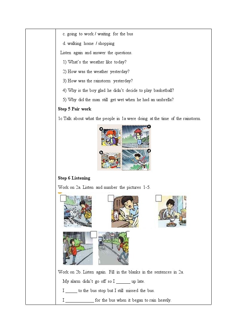 Unit5 What were you doing when the rainstorm came. SectionA(1a-2d)课件+教案+练习03