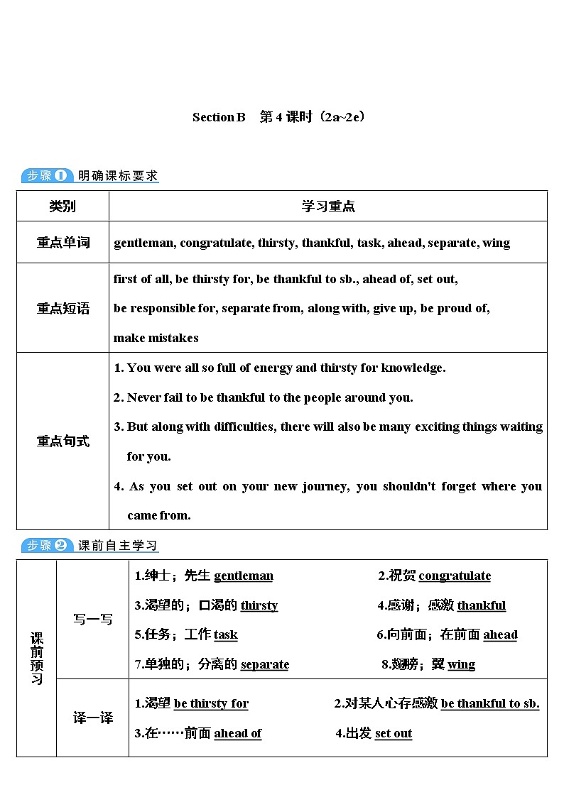 人教版英语九年级全册 Unit 14 Section B 第4课时(2a～2e) 教案01
