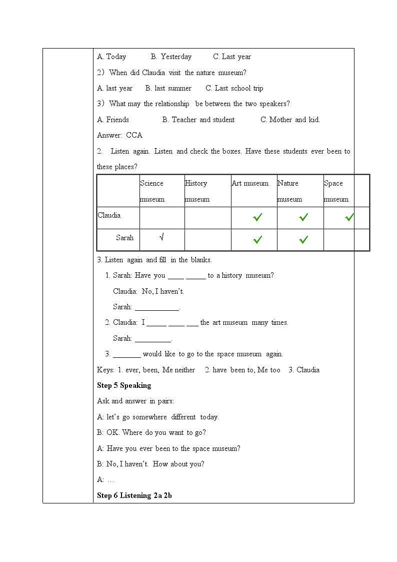 Unit 9Have you ever been to a museum. sectionA(1a-2d)课件+教案+练习+音视频03