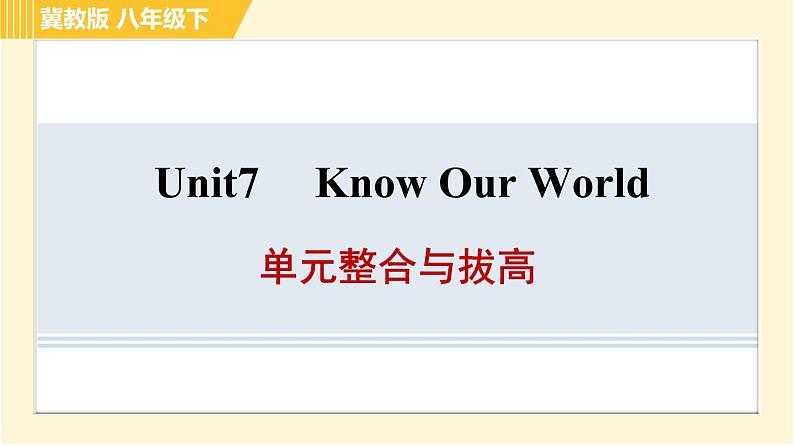 冀教版八年级下册英语 Unit7 单元整合与拔高 习题课件第1页