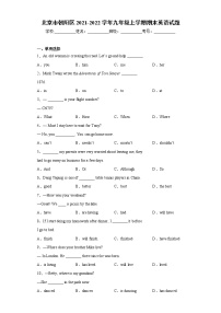 北京市朝阳区2021-2022学年九年级上学期期末英语试题（word版 含答案）