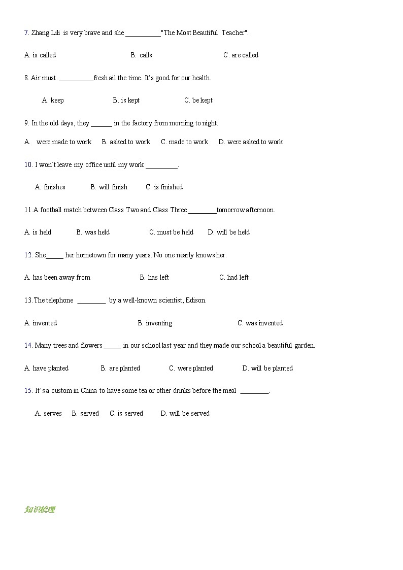 中考英语专题9 ： 被动语态第2页