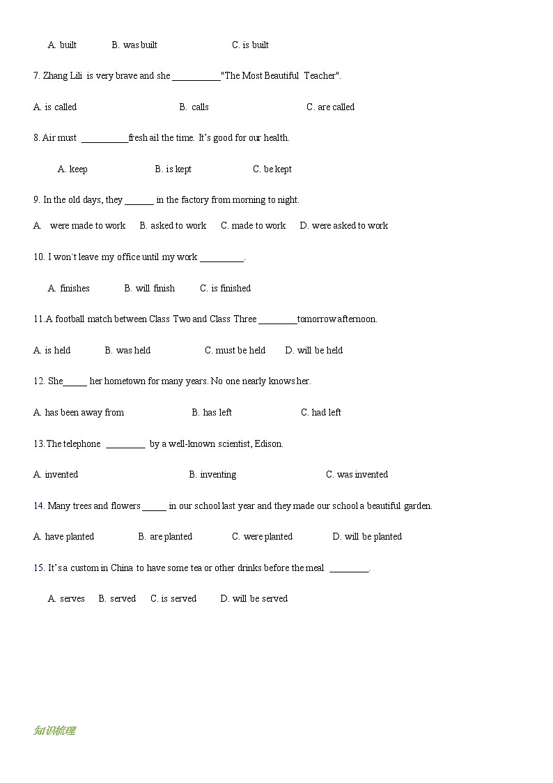 中考英语专题10  ：动词语态第2页