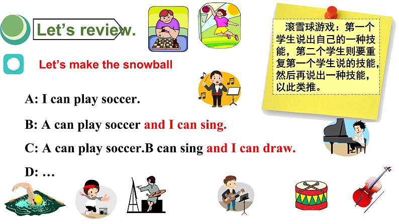 人教新目标七年级英语下册-- Unit1 Can you play the guitar ？Section B 3a-Self Check课件PPT03