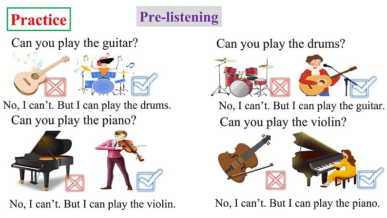 人教新目标七年级英语下册--Unit1Can you play the guitar_ SectionB1a-1f 听说课优质课课件PPT06