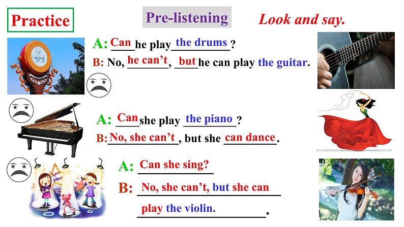 人教新目标七年级英语下册--Unit1Can you play the guitar_ SectionB1a-1f 听说课优质课课件PPT07