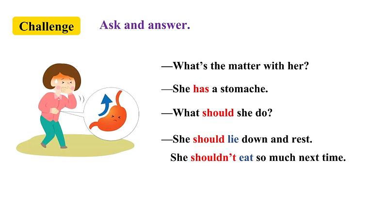 人教新目标八年级英语下册--Unit 1 What’s the matter？  SectionA (2d&Grammar Focus-4c )课件PPT06