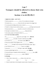 初中Unit 7 Teenagers should be allowed to choose their own clothes.Section A课时训练