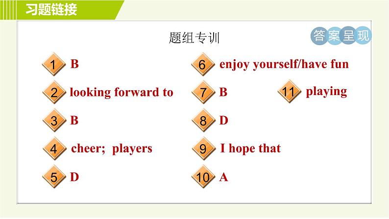 外研版七年级下册英语 Module 3 Unit 2 We’re going to cheer the players. 习题课件第3页