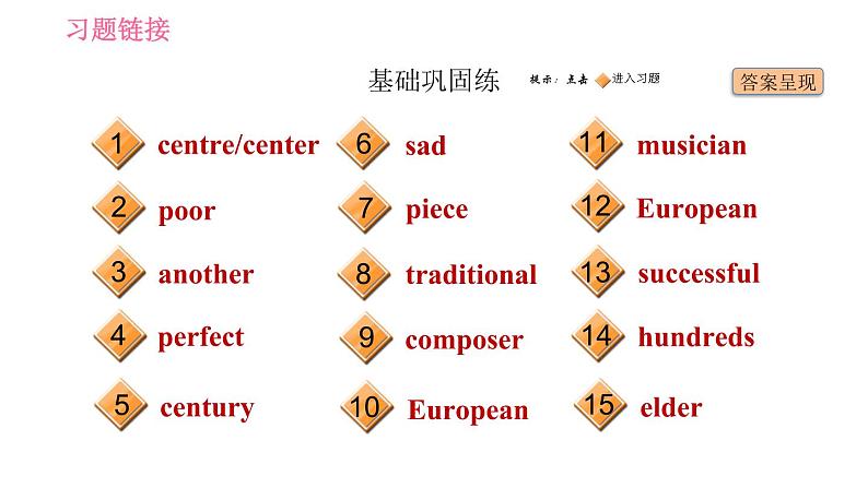 外研版七年级下册英语 Module 12 Unit 2 Vienna is the centre of European classical music 习题课件002