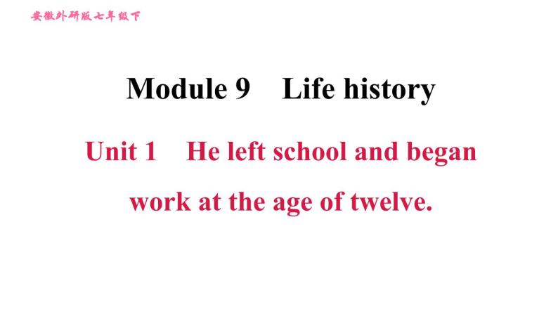 外研版七年级下册英语 Module 9 Unit 1 He left school and began work at the age of twelve 习题课件001