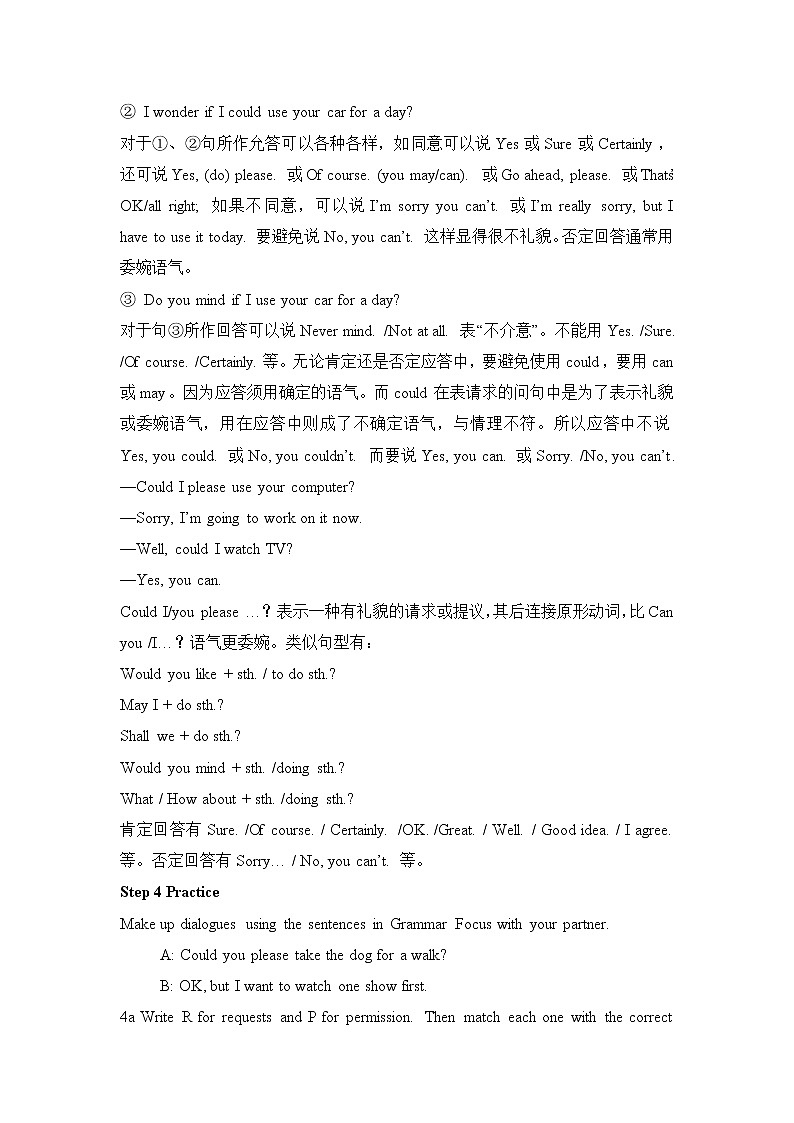 Unit 3 Could you please clean your room？教案Section A 3 (Grammar focus-4c)02