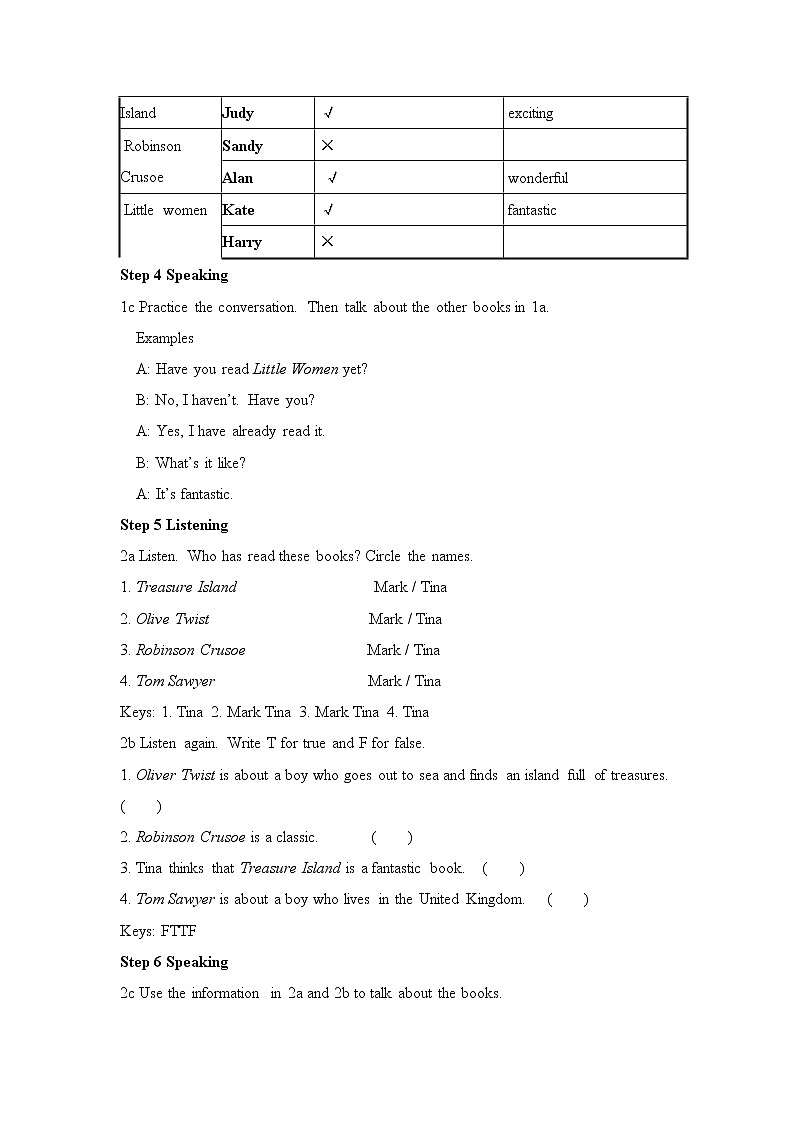 Unit 8 Have you read Treasure Island yet？教案103