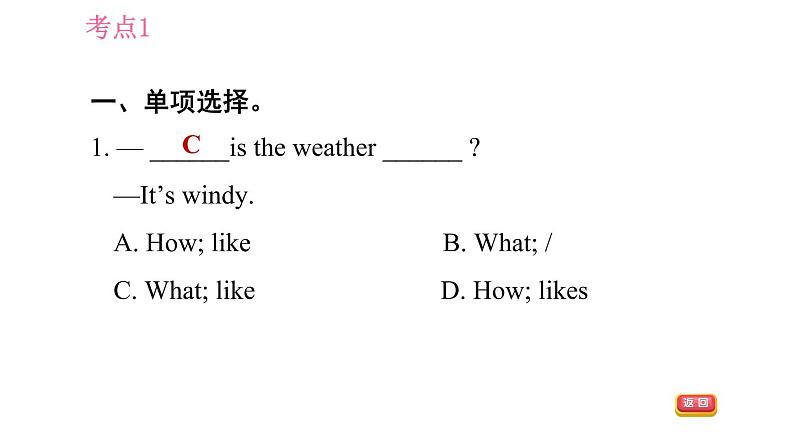 人教版七年级下册英语 Unit7 习题课件04