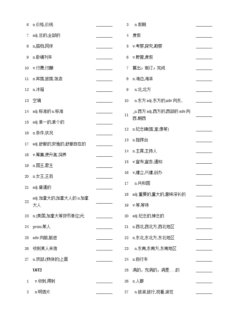 2021最新仁爱英语八年级下册单词默写版03