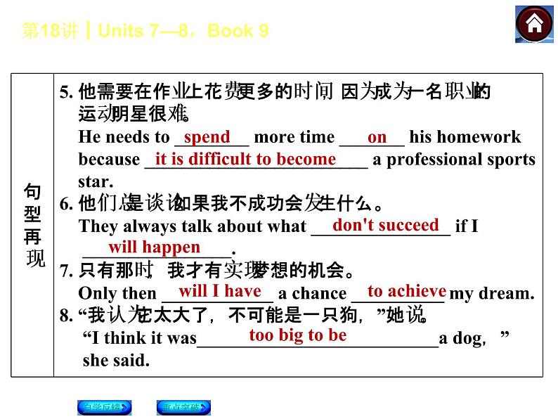 人教版九年级英语复习课件（自学反馈+重点突破）：Units 7—8，Book 9（共27张PPT）06