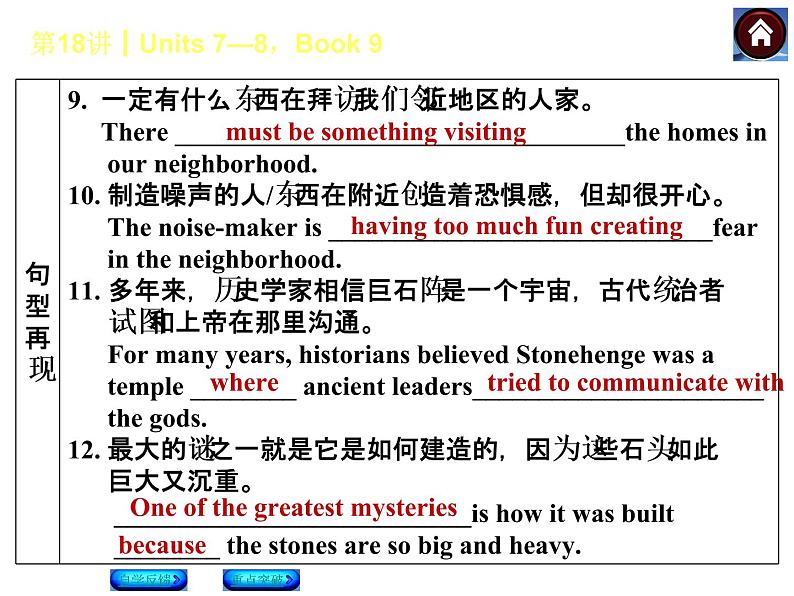 人教版九年级英语复习课件（自学反馈+重点突破）：Units 7—8，Book 9（共27张PPT）07