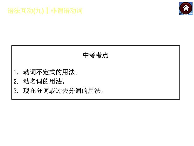 【中考复习方案】（人教版）九年级英语复习课件：语法互动九　非谓语动词（共16张PPT）02