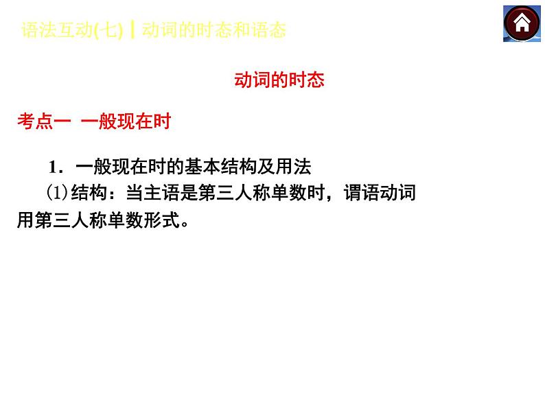 【中考复习方案】（人教版）九年级英语复习课件：语法互动七　动词的时态和语态（共42张PPT）第3页