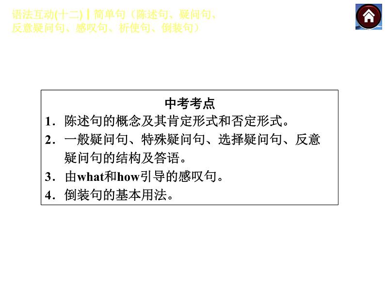 【中考复习方案】语法互动十二　简单句陈述句、疑问句、反意疑问句、感叹句、祈使句、倒装句（共23张PPT）第2页