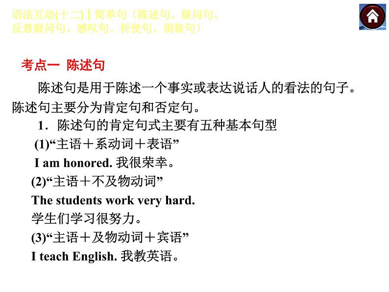 【中考复习方案】语法互动十二　简单句陈述句、疑问句、反意疑问句、感叹句、祈使句、倒装句（共23张PPT）第3页