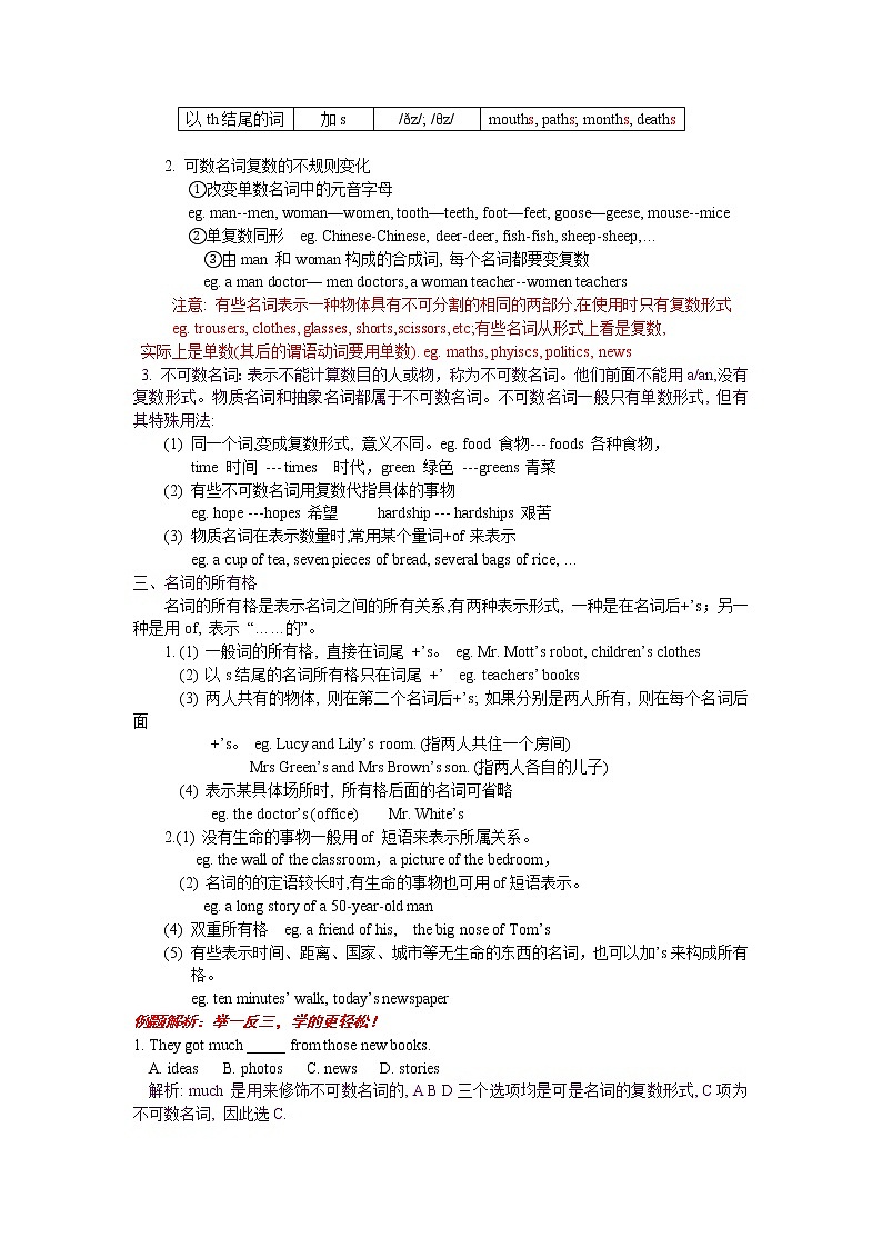 （人教版全册）九年级中考英语专题复习：初中英语语法梳理和提高学案02