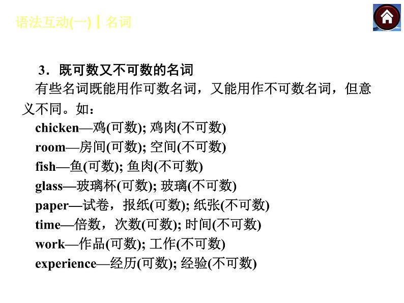 【中考复习方案】（人教版）九年级英语复习课件：语法互动一　名词（共16张PPT）06