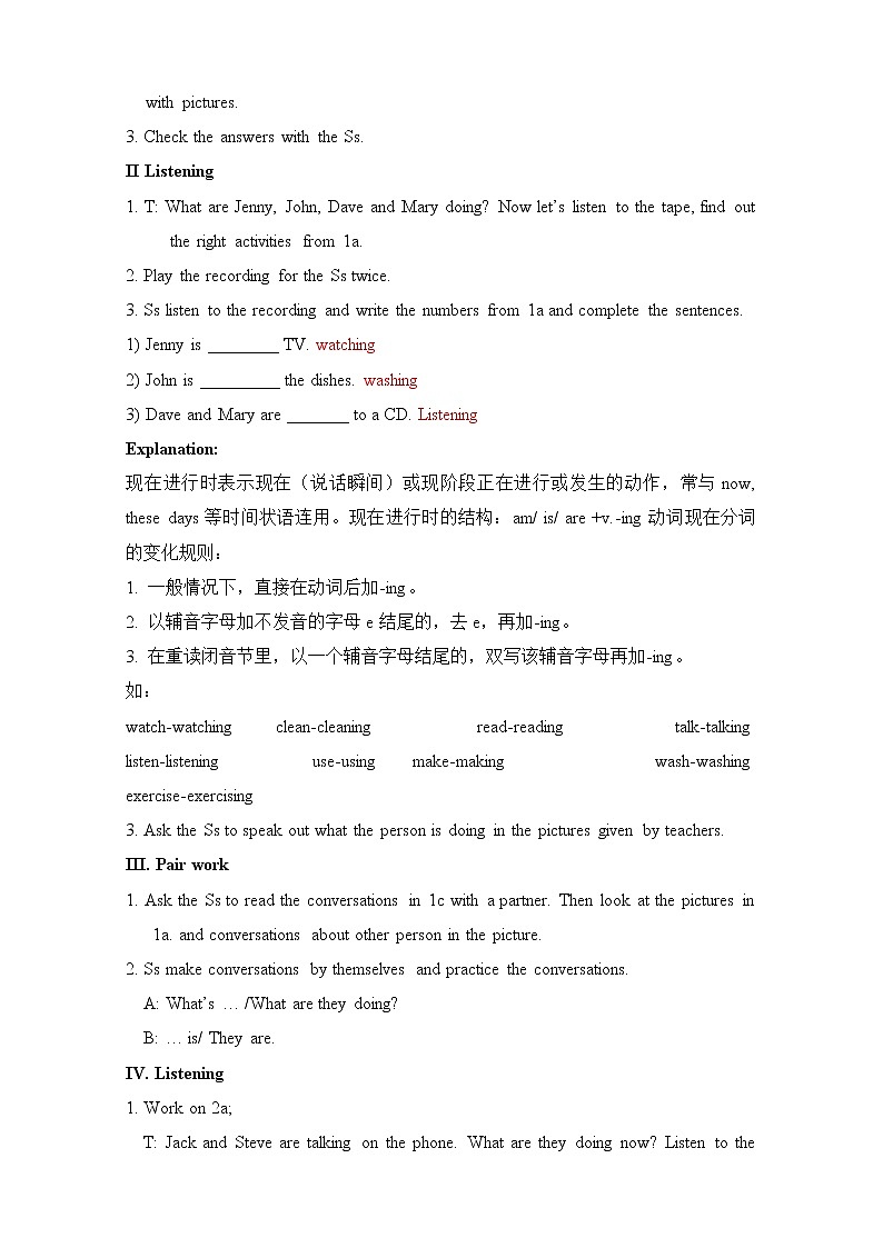 Unit 6 I 'm watching TV Section A (1a-1c)教案第2页