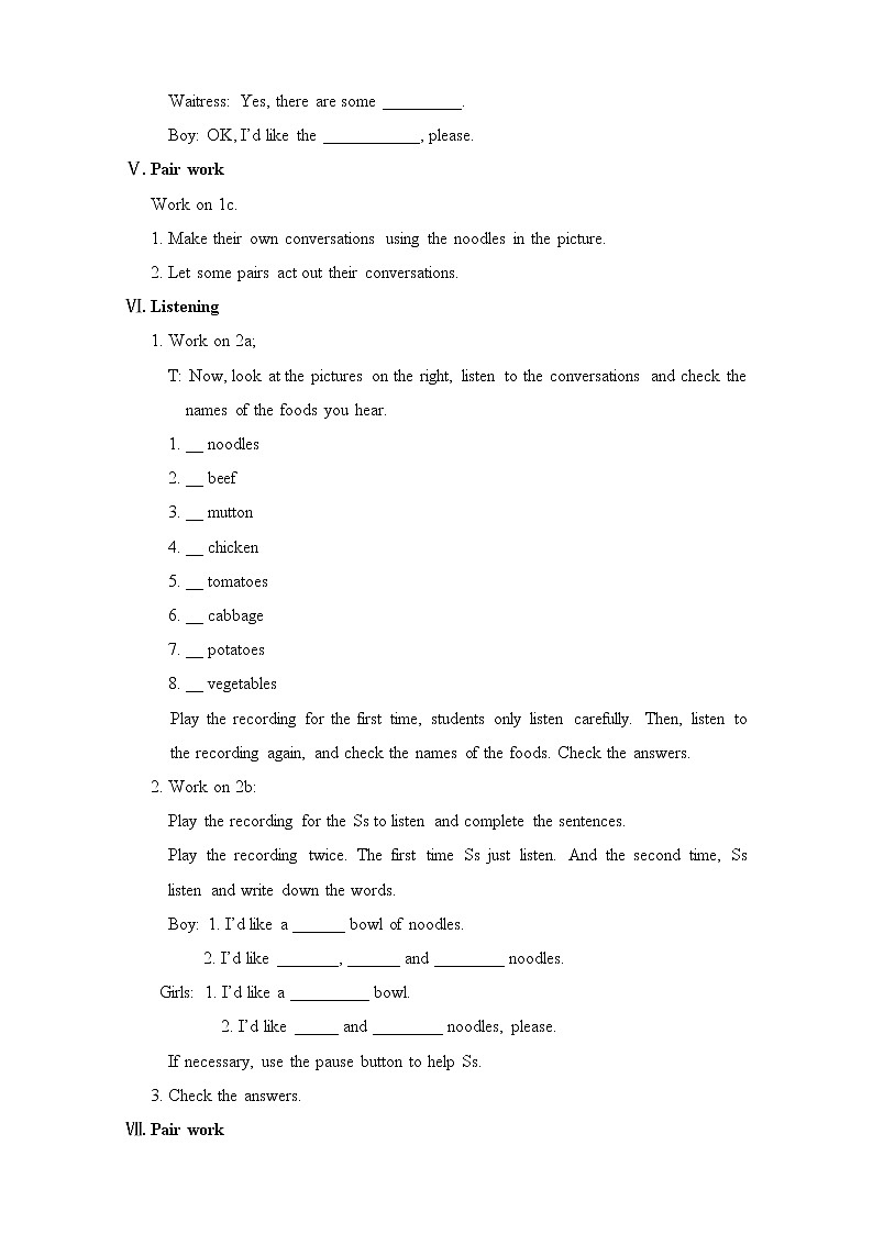 Unit 10 I'd like some noodles. Section A (1a-1c)（课件+教案+练习+学案）03