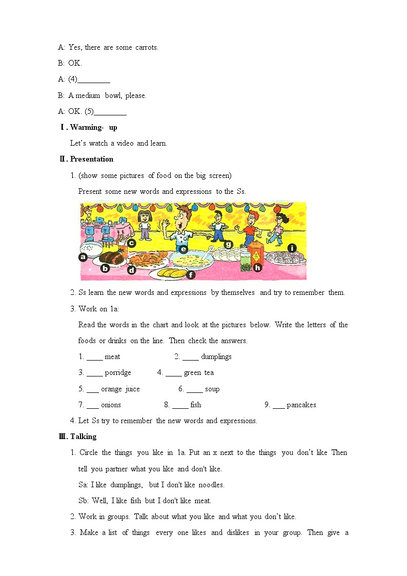 Unit 10 I'd like some noodles. Section B (1a-2c)（课件+教案+练习+学案）02