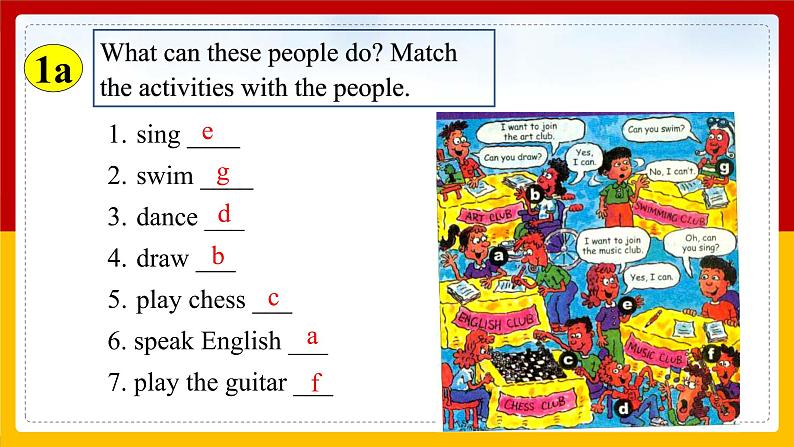 Unit 1 Can you play the guitar Section A (1a—1c)（课件+教案+练习+学案）06