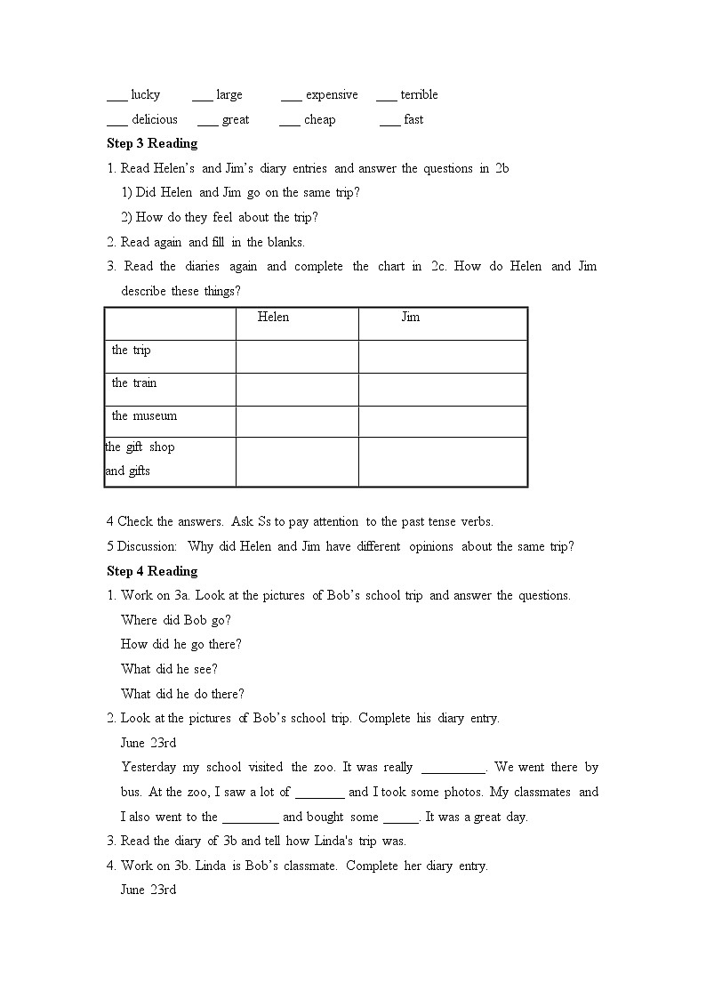 Unit 11 How was your school trip Section B (2a-Self Check)教案第2页