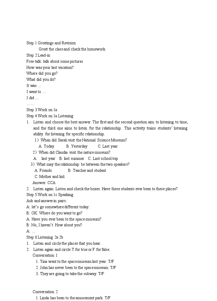 Unit 9 Have you ever been to a museum_ Period 1(Section A 1a-2d)（课件+教案+练习+学案）02