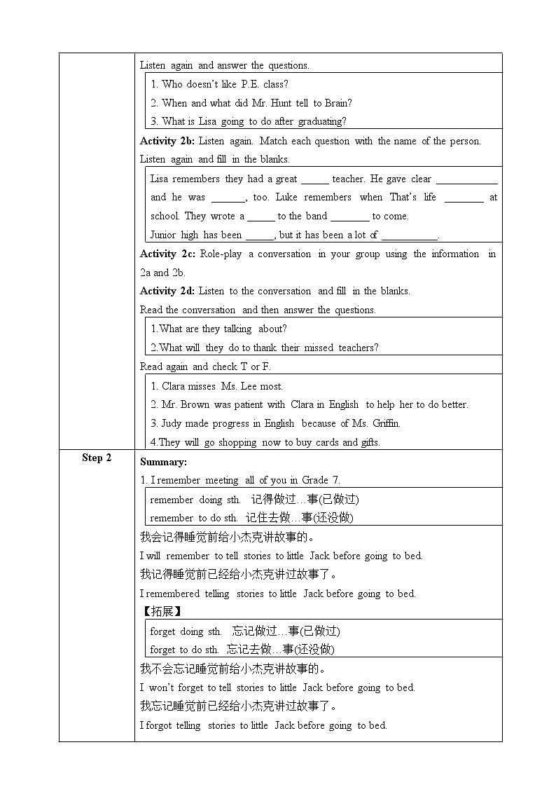 Unit 14 I remember meeting all of you in Grade 7 Section A 1a-2d 课件+教案+练习+学案02