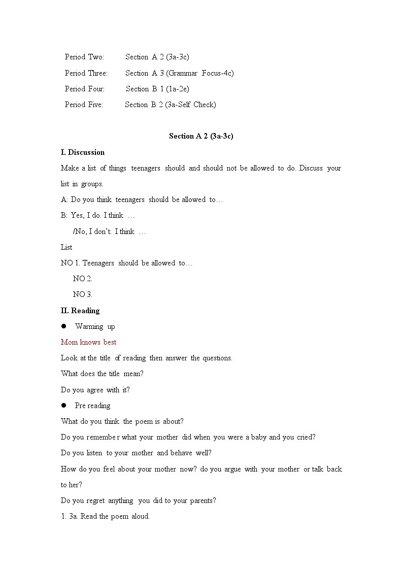 Unit 7 Teenagers should be allowed to choose their own clothes Section A 2（课件+教案+练习+学案）02