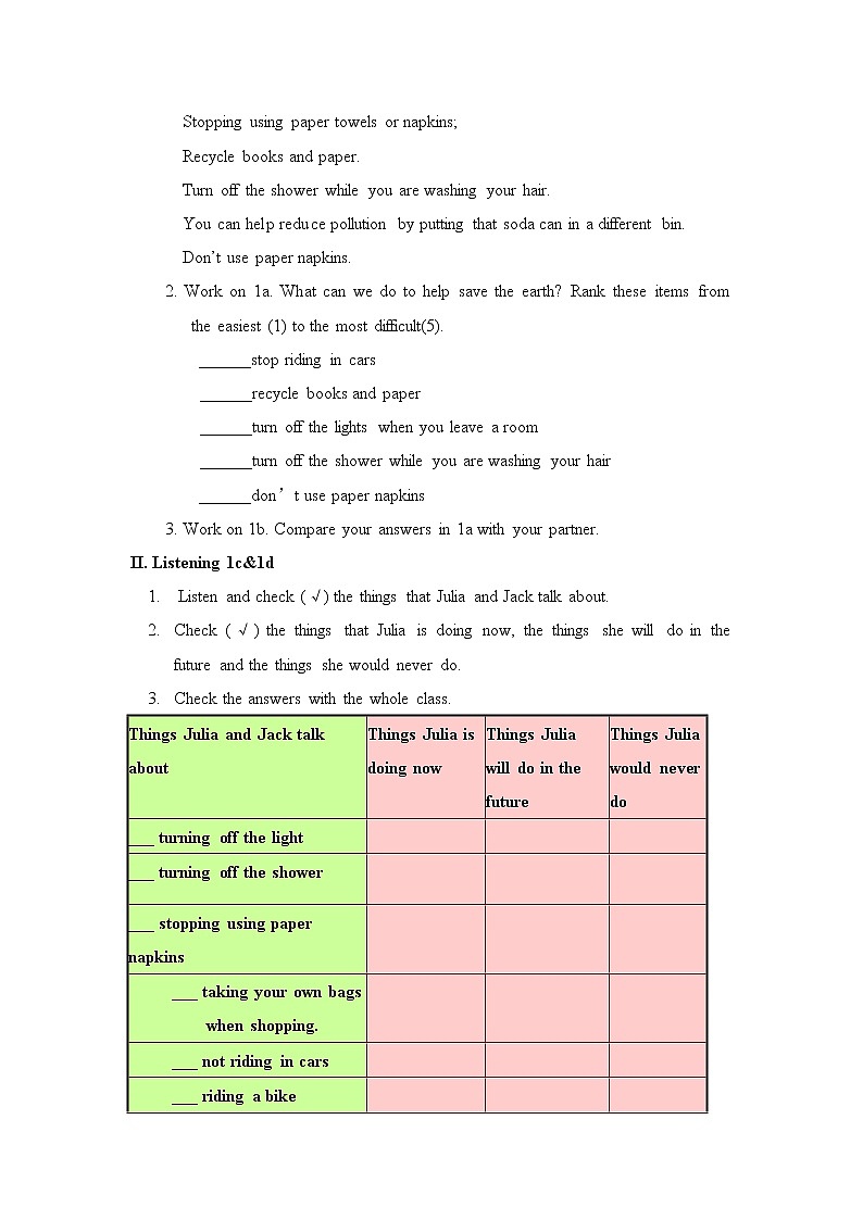 Unit 13 We are trying to save the earth! Section B 1（课件+教案+练习+学案）02