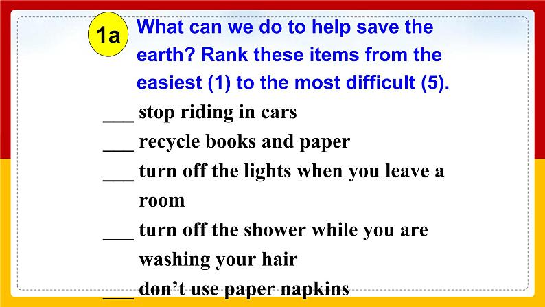 Unit 13 We are trying to save the earth! Section B 1（课件+教案+练习+学案）08
