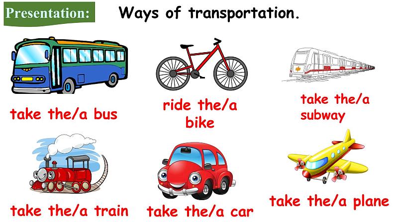 人教新目标七年级英语下册--Unit 3 How do you get to school？Section A1a-2e课件+ 音频04