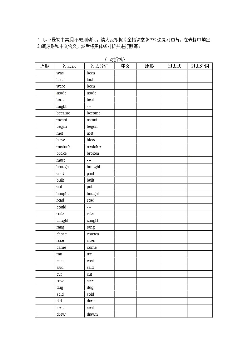 （人教版）九年级复习：动词（1）-动词的基本形式学案第2页