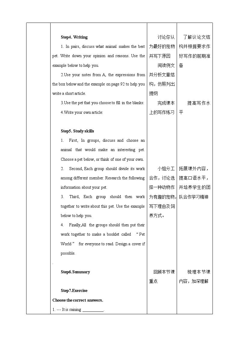 Unit6 Pets Period 5 Speaking,Writing and Project课件PPT02