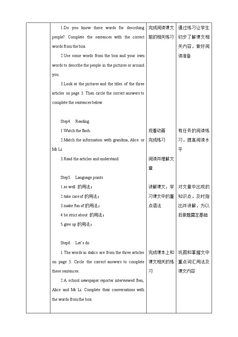 Unit 1 People around us Period 1 Reading I教案第2页