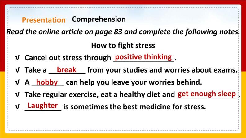 Unit 6 Caring for your health Period 2 Reading II & Listening课件PPT06