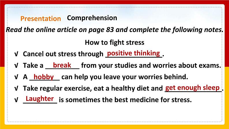 Unit 6 Caring for your health Period 2 Reading II & Listening课件PPT06