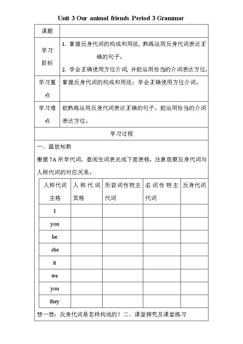 Unit 3 Our animal friends Period 3 Grammar课件PPT+教案+学案+练习01