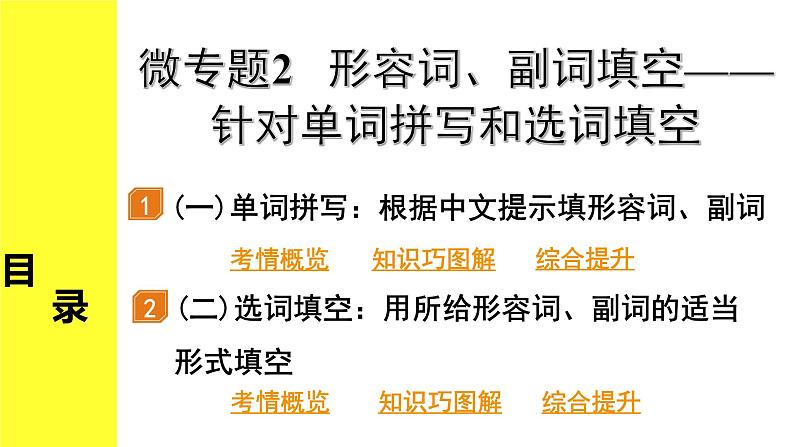 外研中考英语 32. 第二部分 专题七 微专题2 形容词、副词填空——针对单词拼写和选词填空 PPT课件第2页