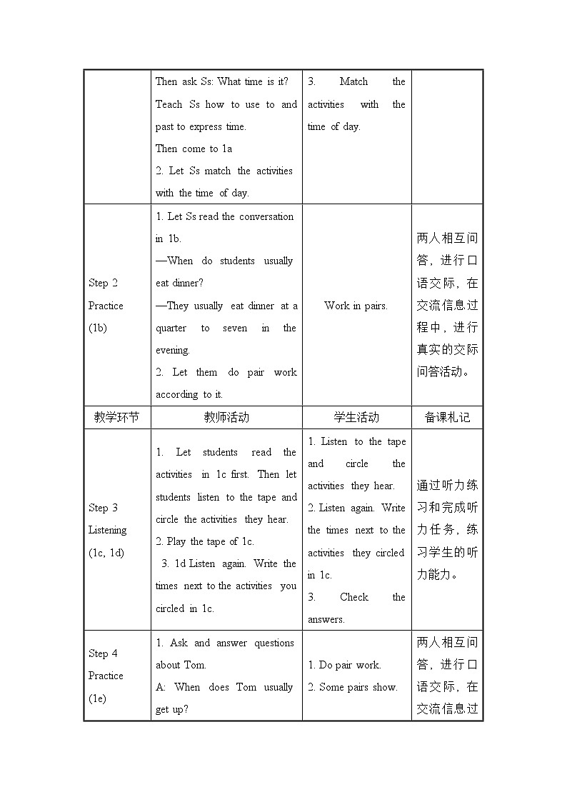 人教初中英语七年级下册——Unit 2 Section B (1a—1e)教案第2页