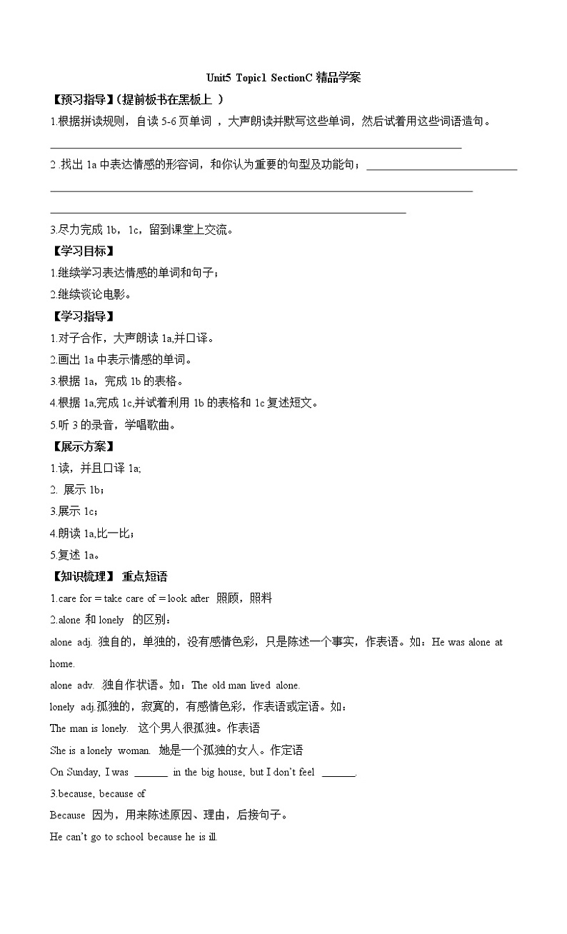 Unit5 Feeling excited_Topic1_SectionC精品学案01