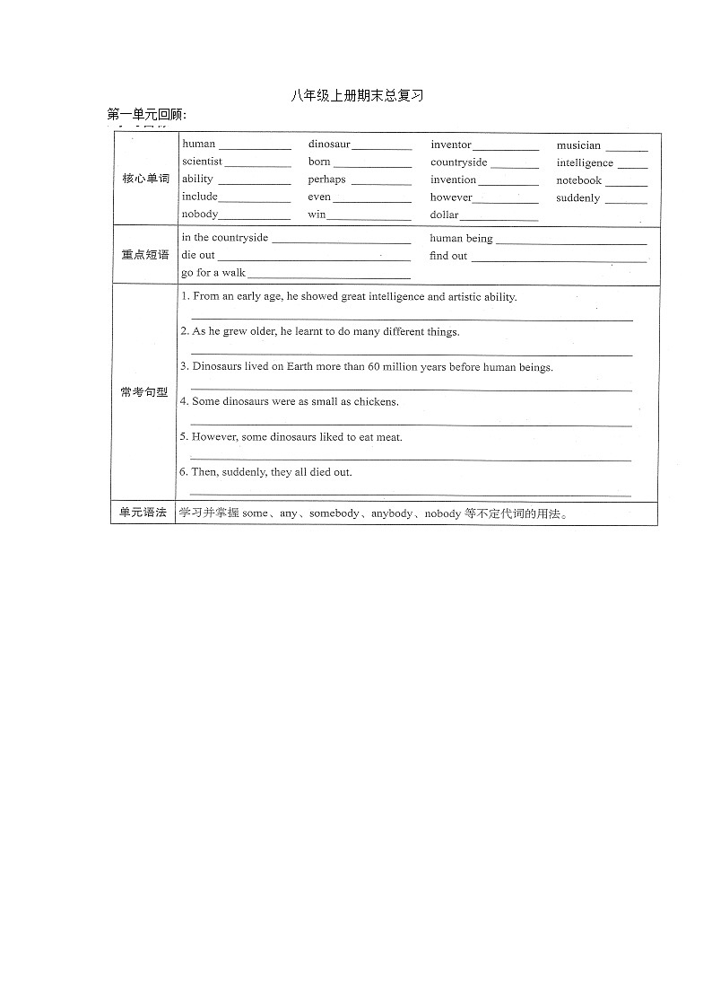 八年级上册期末总复习学案第1页