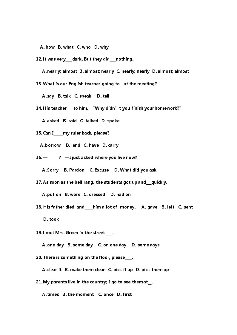 初中英语语总复习练习__近义词、易混词辨析03