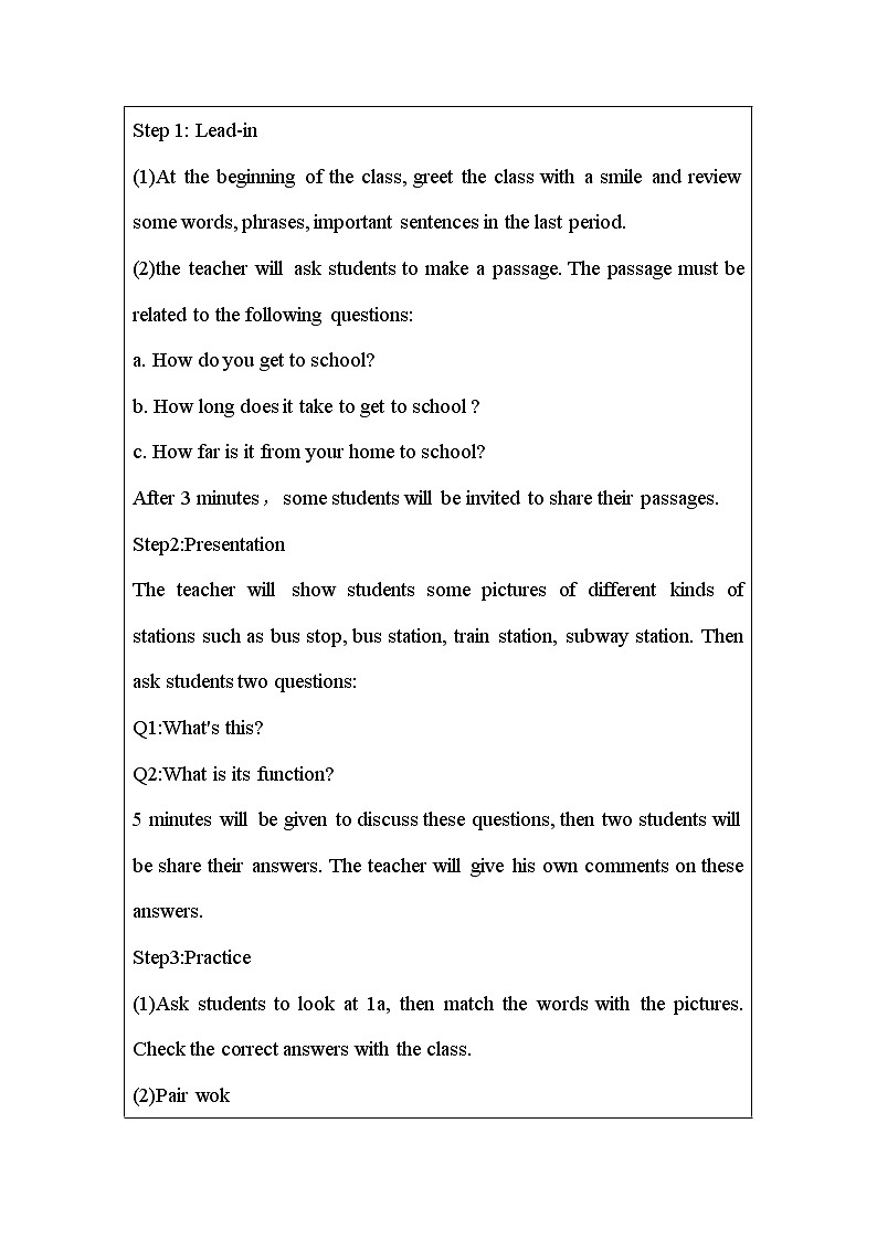 人教版七年级下英语Unit3 Period4 Section B (1a-1e)教案第2页